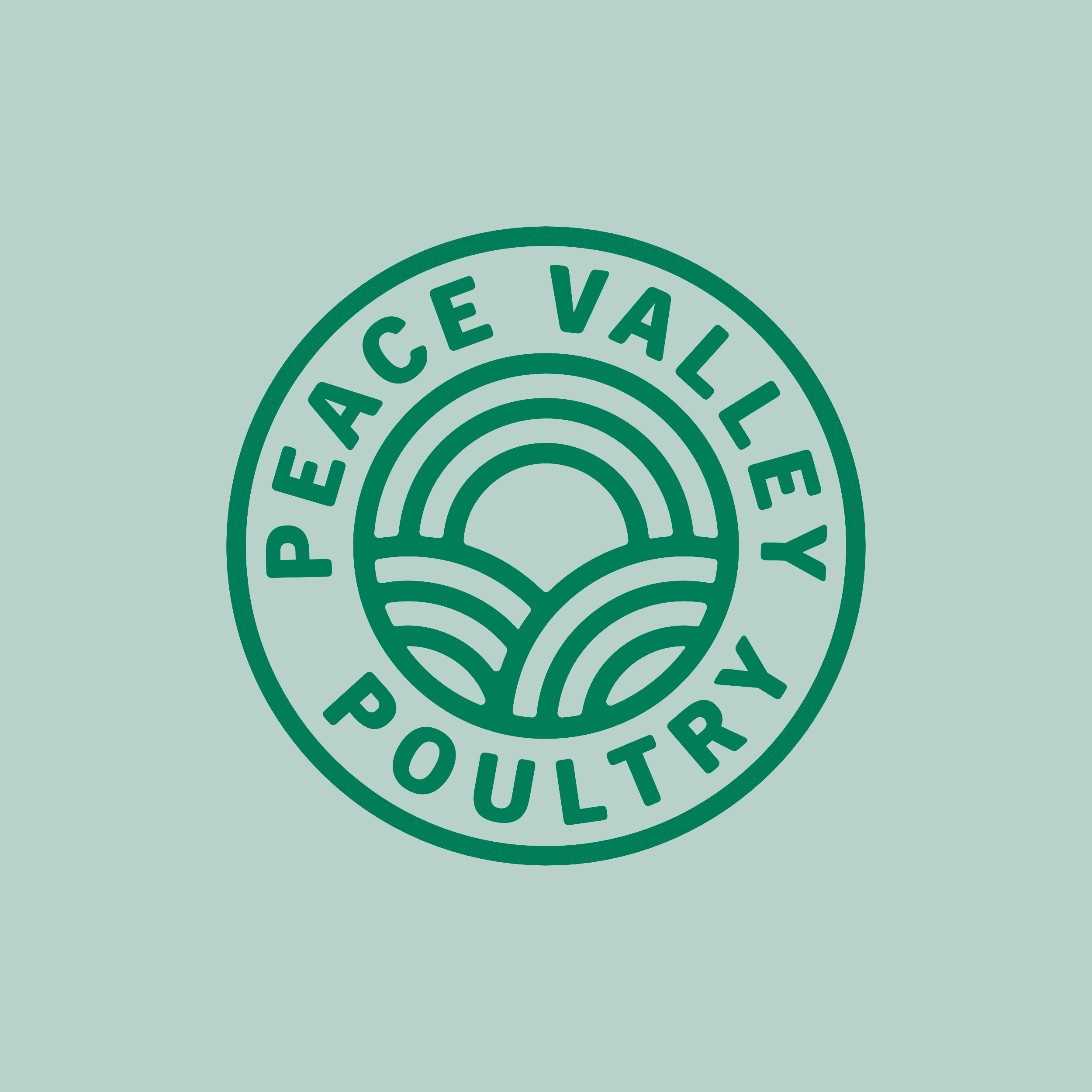 Horrmann+Meats+-+peace+valley Logo of Peace Valley Poultry featuring a circular design with stylized waves and the brand name prominently displayed. The logo emphasizes a fresh and natural approach to poultry products.